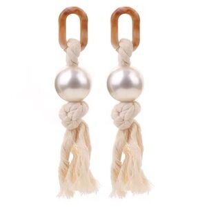 ZARA Elegant Cream robe Tassel Earrings pearls large modern rare
